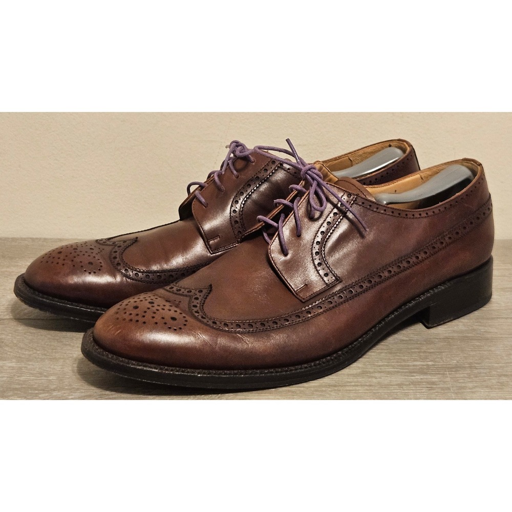 Jack Erwin Hubert Brown Leather Longwing Brogue Blucher Shoes Made Spain Size 13